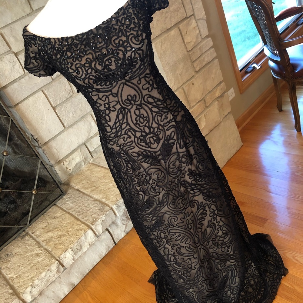 Black Lace off the shoulder evening gown